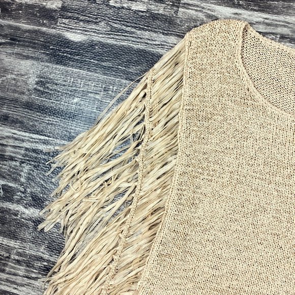 Foreign Exchange Fringe Sleeve Knit Top Sz M Med Blouse Boho Festival - Picture 3 of 8